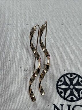 Twisted Spiral Drop Earrings in Gold Tone